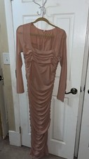 Mauve Ruched Stretchy Dress With Slit Size 1X