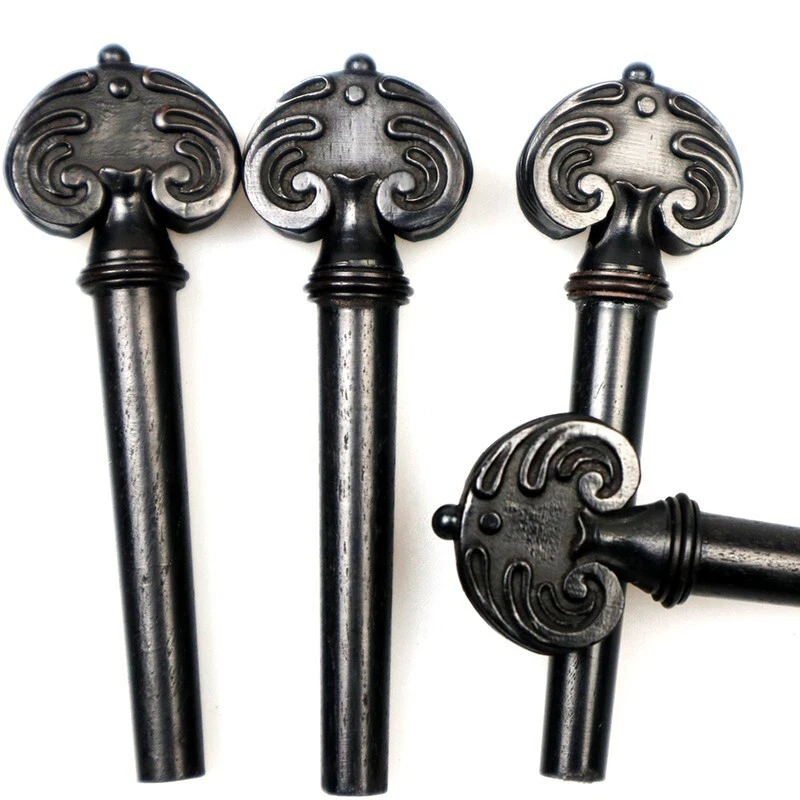 4 x picchetti per violino intagliati, motivo inciso ebano accordatura per violino accordatura a pioli - Immagine 3 di 4