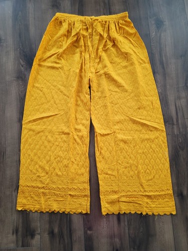 Full Chicken Embroidery Palazzo Pants Rayon Cotton Wide Elastic Ankle Leng - Picture 12 of 15
