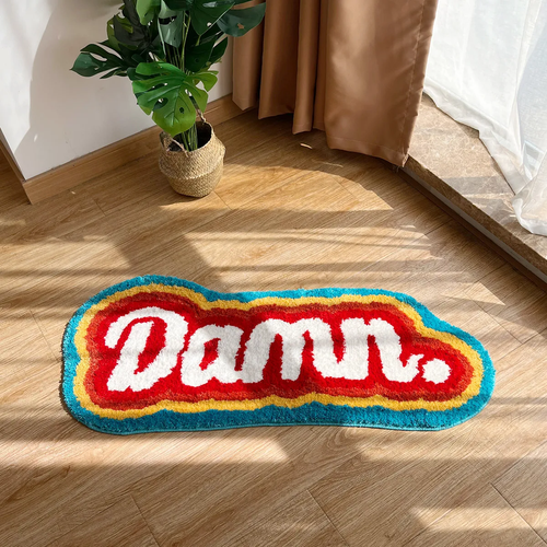 Damn. Handmade Letter Carpet Rug Rainbow Fluffy Tufted Area Rug, Nordic ...