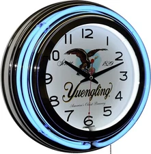 Yuengling Beer Sign 15" Blue Double Neon Clock Americas Oldest Brewery