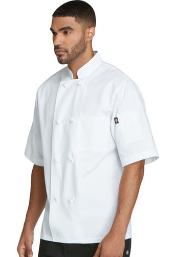 NWT DICKIES CLASSIC KNOT BUTTON SHORT SLEEVE CHEF UNIFOR COAT WHITE DC48 SIZE XS - Picture 3 of 4