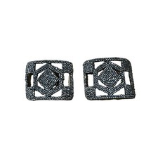 Vtg Antique Victorian Made in France Ornate Shiny Steel Cut Heavy Shoe Buckles