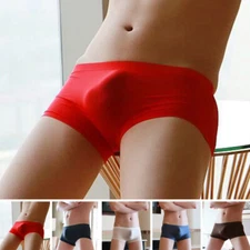 Sexy Men Ice Silk Seamless For Boxer Briefs Pouch Underwear Shorts Trunks