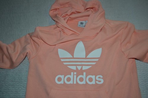 31269-a Girls Adidas Hoodie Pullover Size Medium Pink Cotton Polyester Blend - Picture 7 of 7