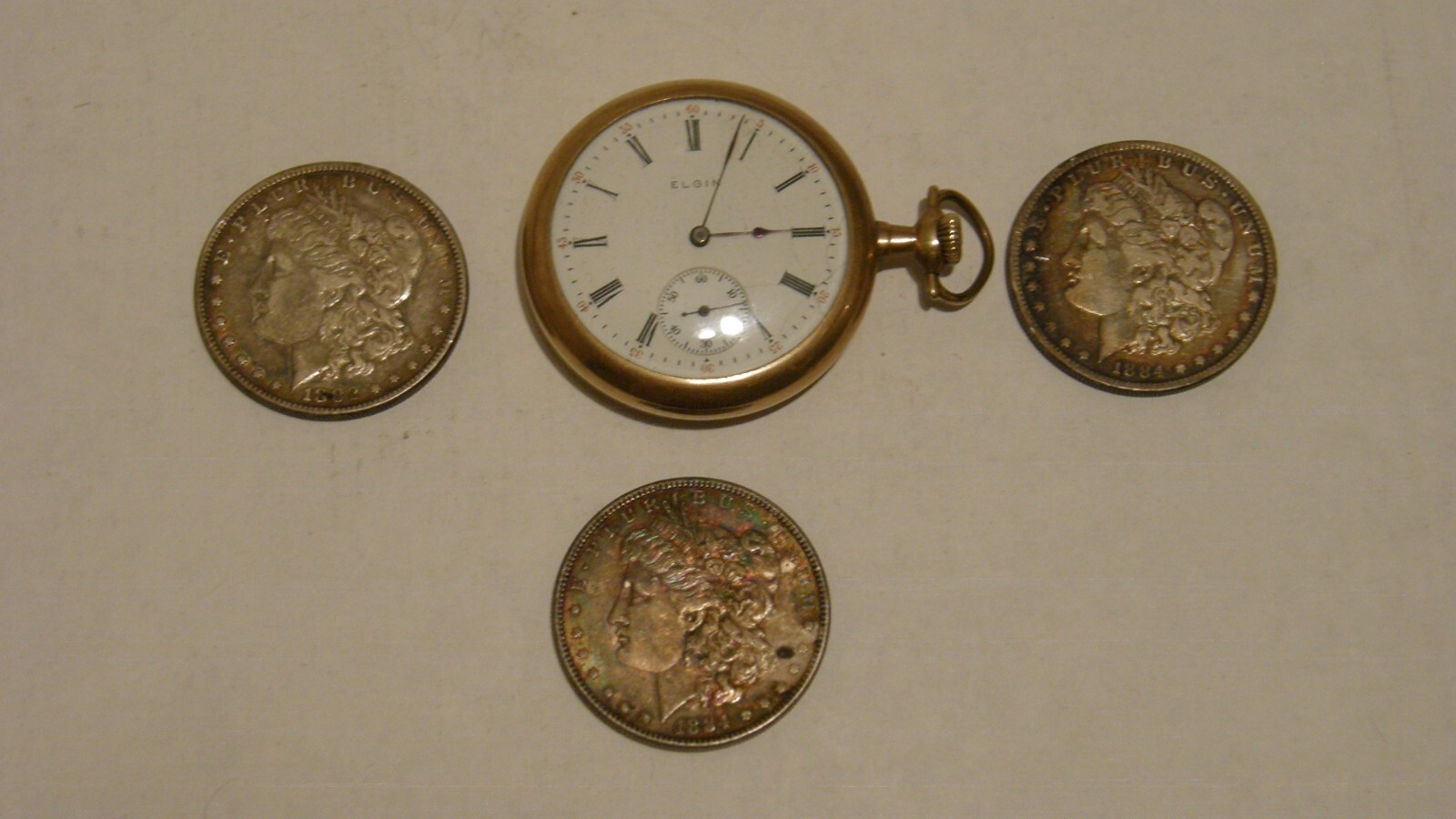 Antique Elgin Open Face Pocket Watch 804748 with Philadelphia Gold Watch Case