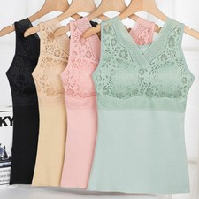 Women Winter Thermal Warm Padded Underwear Fleece Lined Tank Top Sleeveless Vest