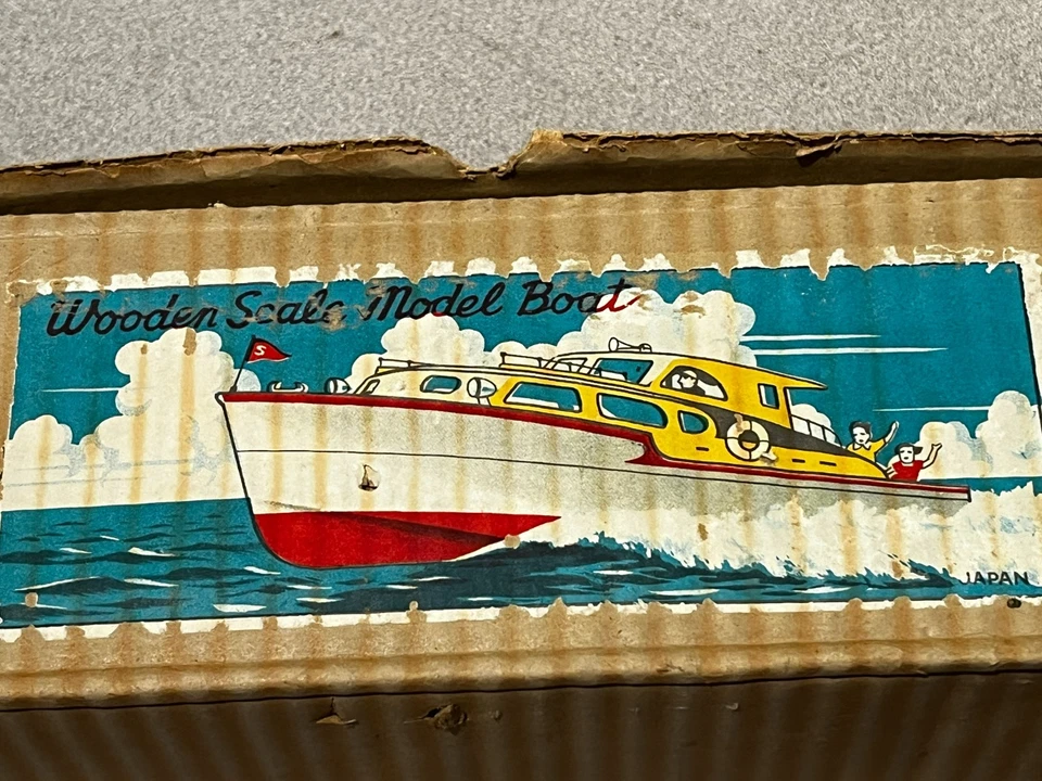 ВИНТАЖНАЯ ДЕРЕВЯННАЯ МАСШТАБНАЯ МОДЕЛЬ Моторизованная ЛОДКА СДЕЛАНО В ЯПОНИИ в коробке редкая! - Изображение 4 из 4