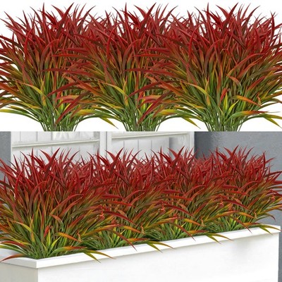 16 Bundles Artificial Plants Outdoor Fake Grass Greenery Stems UV Resistant F...