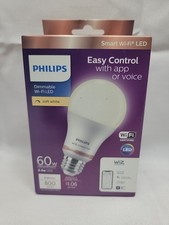 Philips Soft White A19 LED 60W Equivalent Dimmable Smart Wi-Fi Wiz Connected