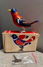 Vintage Soviet Tin Toy Singing Bird USSR Mechanical Wind Up TOY Boxed
