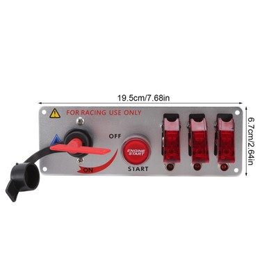   5in1 12V LED Toggle Ignition Switch Panel & Engine Start Push Button For