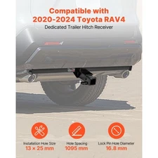 Class 3 Trailer Hitch, 2-Inch Receiver, 6000 lbs, Q345B Steel Tube Frame, Compat