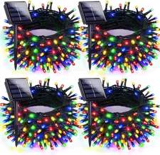 4Pk Multi-Colored Solar Christmas Lights Outdoor Waterproof, 400 LED 132 FT Sola