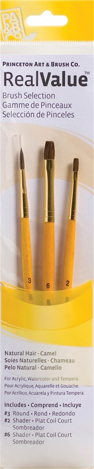Princeton Artist Brush P9101 Natural Camel Real Value Brush Set-3/Pkg (3Pk)