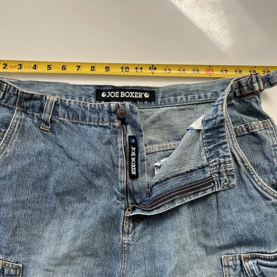 Shorts jeans vintage Y2K cargo folgado skate Joe Boxer masculino tamanho 38 - Imagem 4 de 4