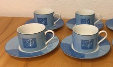 4x Kaffeetasse+Untertasse Ritzenhoff & Breker Flirt Piazza blau SEHR GUT - RAR