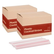 1InTheOffice Cocktail  Coffee Straws, Plastic 5 Inch Sip Stir Sticks, White