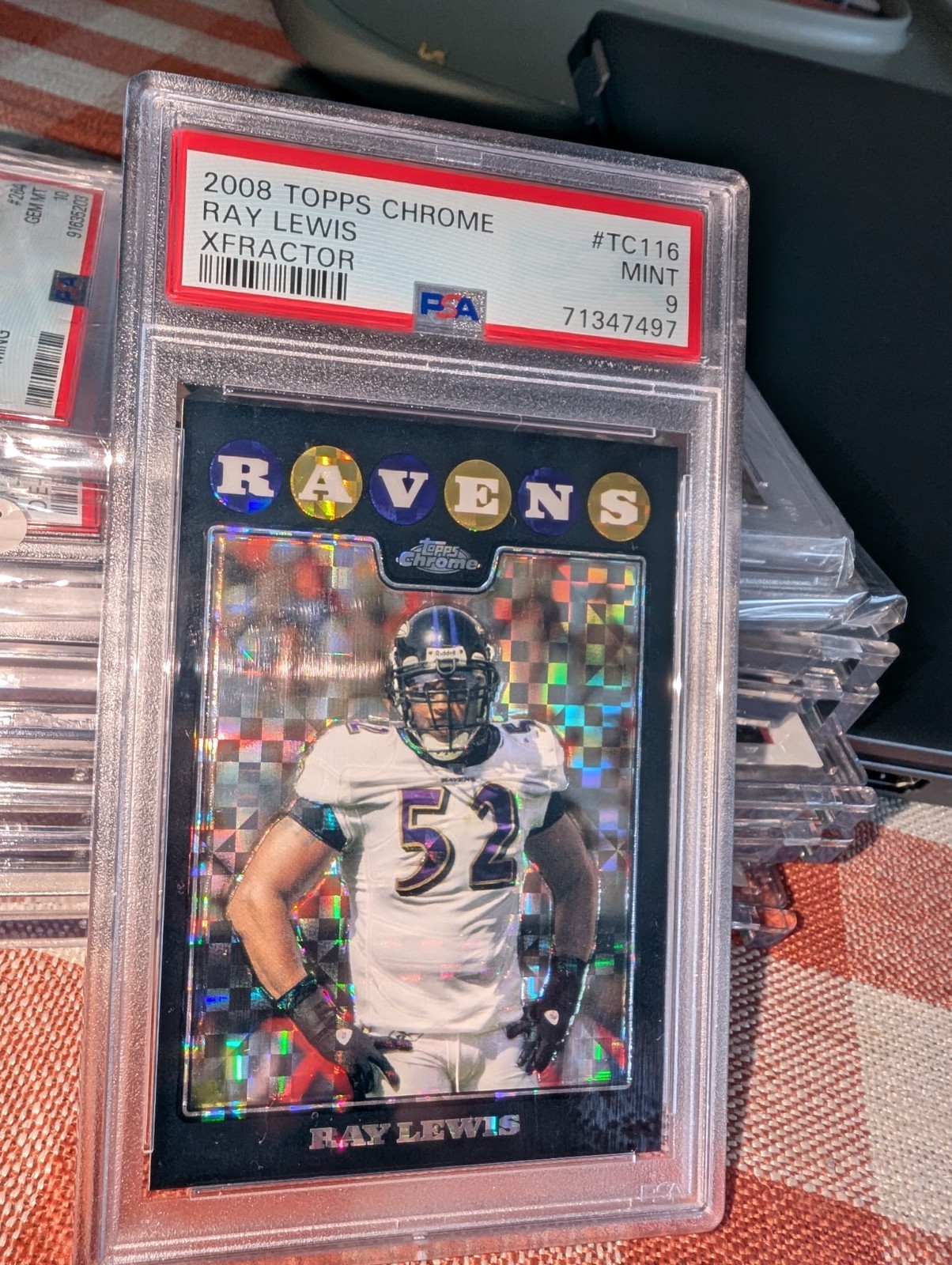 2008 Topps Chrome TC116 Ray Lewis XFractor PSA 9 Mint Refractor