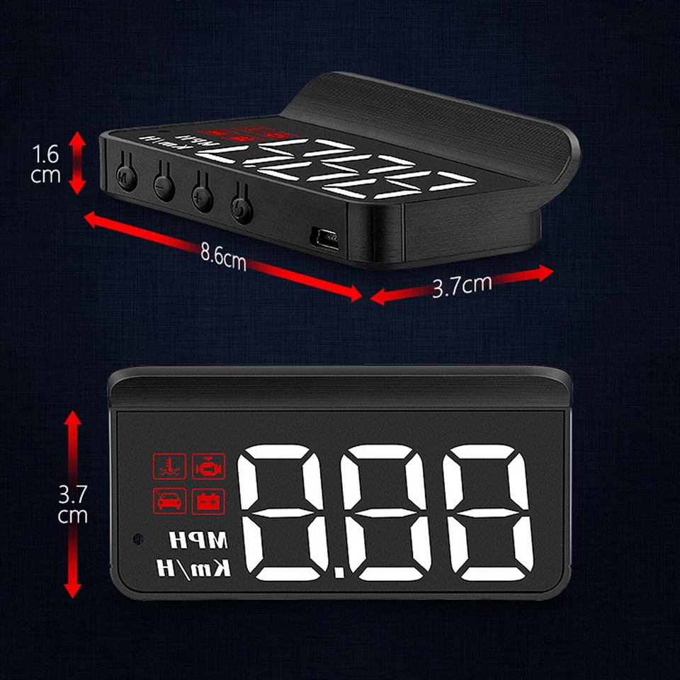 Car Glass HUD Digital Speedometer Projector Head Up Display OBD2 Overspeed Alarm Foto 3 de 4