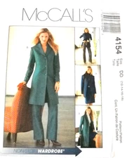 McCall 4154 Pants Lined Jacket Skrt Misses 12-18 Sewing Pattern