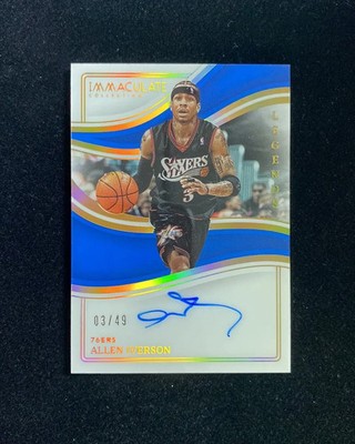 2022-23 Panini Immaculate Legends Allen Iverson Jersey Number Auto 3/49 WU89