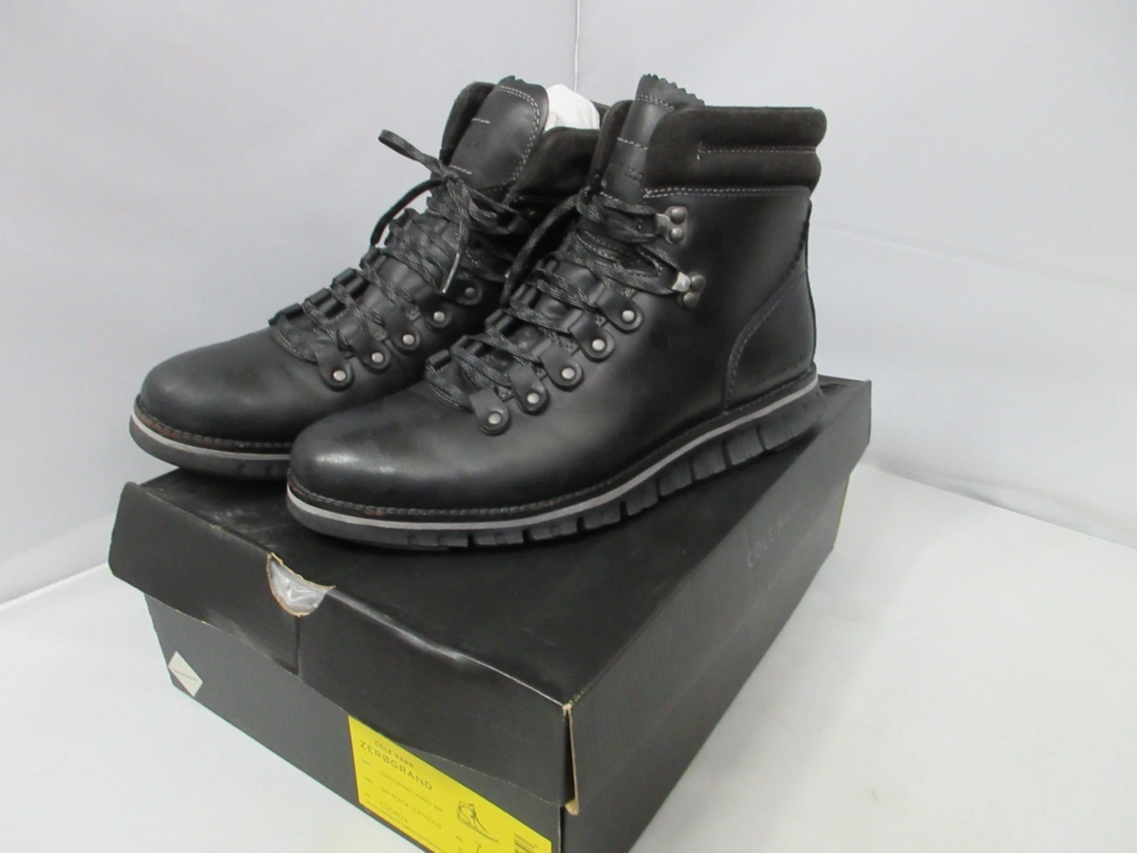Cole Haan Zerogrand Hiking Boots Mens 7M Black Leather C30403