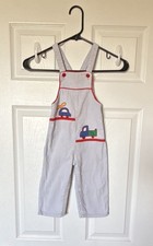 VTG Toddlertime JCPenney Size 2 Unisex Corduroy Overalls Vehicles Embroidered