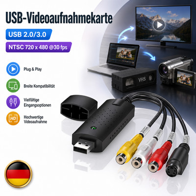 USB-Videoaufnahmekarte Easy Cap VHS VCR Mini DV Hi8 DVD zu Digitalkonverter RCA