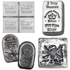 2 oz Silver Bar (Varied Condition, Mint) Random Brand 82.45 per troy oz