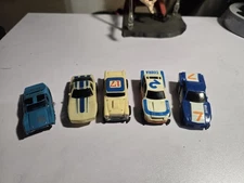 5 Vintage Slot Syle Cars. 1 Tyco Pro 1tyco Ho And 3 Tcr Non Slot Cars not tested
