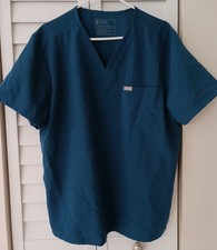 FIGS Technical Collection Men s V-Neck SS Scrub Top Teal 3 Pockets XL