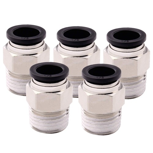 DERPIPE Push to Connect Tube Fitting, Male Straight - 1/2" Tube OD x 1/2" NPT...