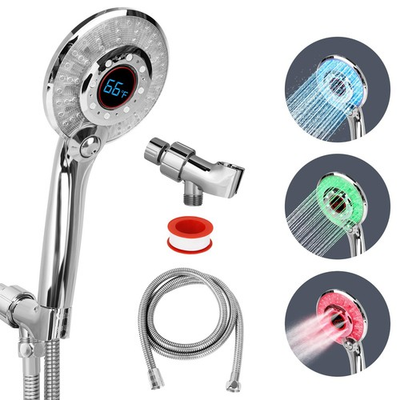 #ad LED Shower head with Temperature Display High Pressure Head Chrome $49.17