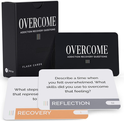 Overcome Addiction Recovery Flash Cards   70 Therapy Question Cards for Group Co