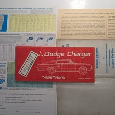 Rare 1st Generation Dodge Charger 426 Hemi Owners Manual With Extras.
