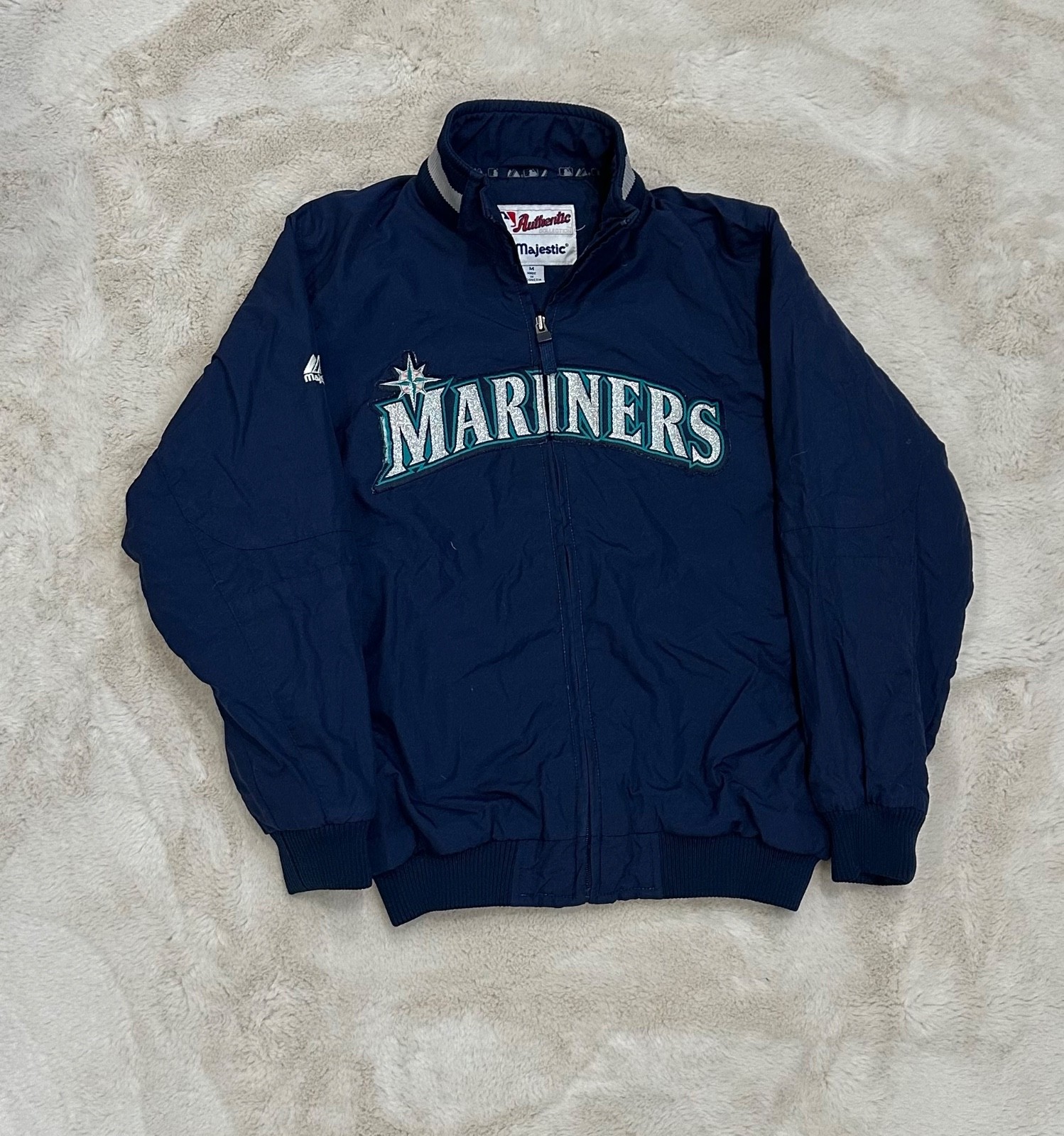 Vintage Y2k Majestic Seattle Mariners Full Zip Jacket Kids Size Medium