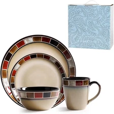Ceramic Dinnerware Set of 4, 4 Pieces Porcelain Dinner Plate, Bowl, Mug for Kitc
