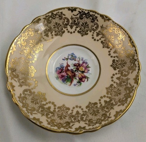 Paragon Tea Cup & Saucer Peach Gold Floral - Picture 3 of 4