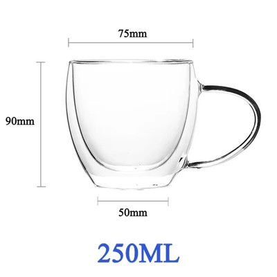 1-6 Stück 80-450 ml Hitzebeständige Doppelwandige Tee Glas Tasse Bier Kaffee Handarbeit Cr