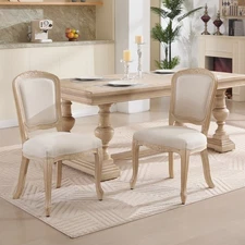 Set of 2 Wood Dining Chair Upholstered Kitchen Dining Chair w/ Fan-Shaped Back