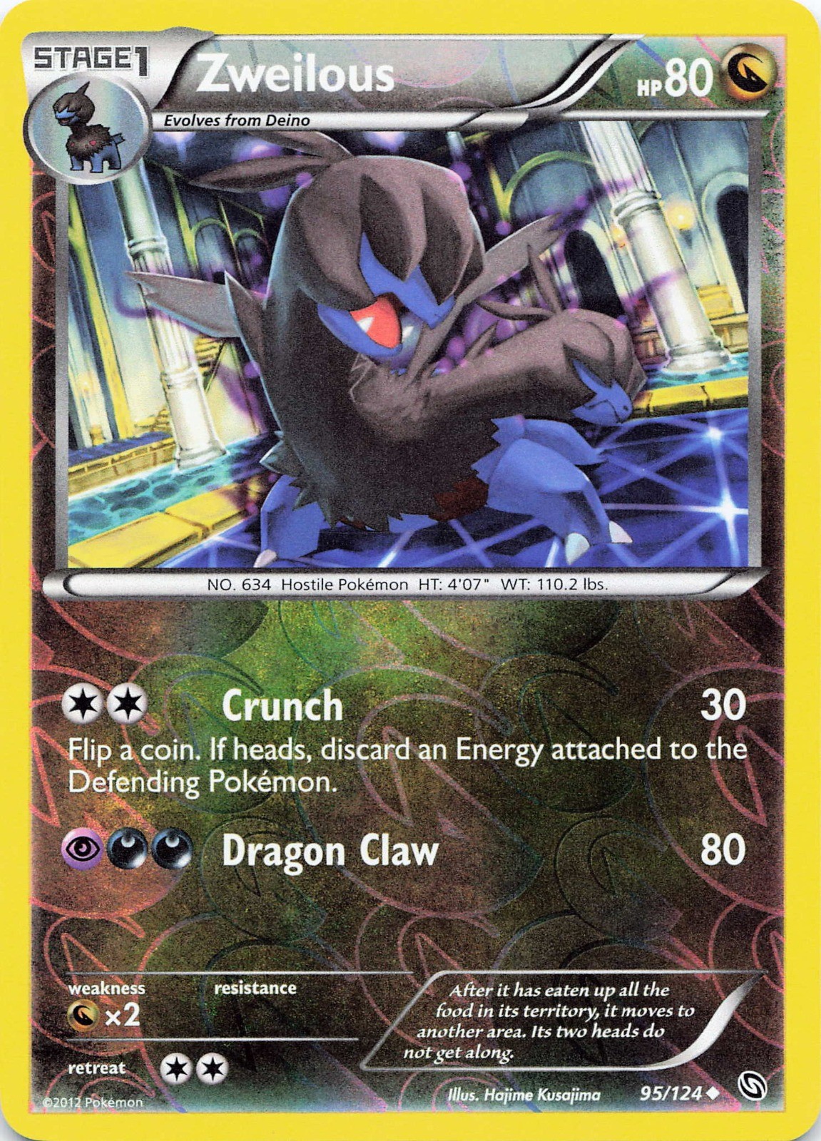 Pokémon TCG Zweilous (95) #95/124 Reverse Holo Dragons Exalted NM
