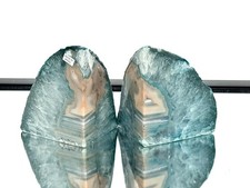Blue Agate Quartz Crystal Bookends Home Decor Office Gift (#26)