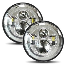 2pcs Projector 7 Inch LED Headlight Hi/Lo Beam Chrome 7    Chrome no halo 