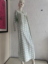 vintage Katz Flannel floral nightgown long gown medium white blue pink 60s