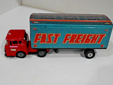 Fast Freight Trailer Truck with Ford Cab- Friction works- 12" long-All tin Japan