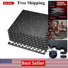 0.56'' Thick 6-Piece Rubber Top Exercise Mat Set for Ultimate Floor Protection
