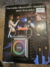 Karaoke Machine, Portable Bluetooth Speaker with 2 Wireless Microphones