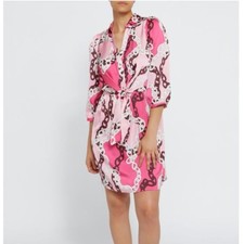 Pink 3/4 Sleeve Patterned Dress, UK Sizing XL Plus Size NWT