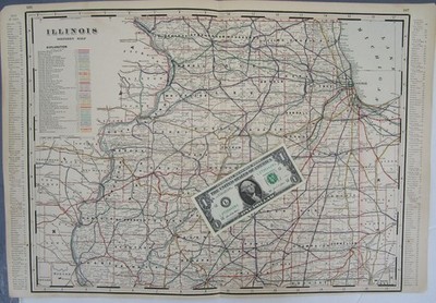 IL 1891 NORTHERN ILLINOIS Cram EISENBAHNKARTE FULTON COUNTY SCHMALE SPUR RR, LE&W